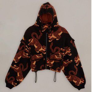 Farm Rio NWT Black Leopards Knit Jacket Medium